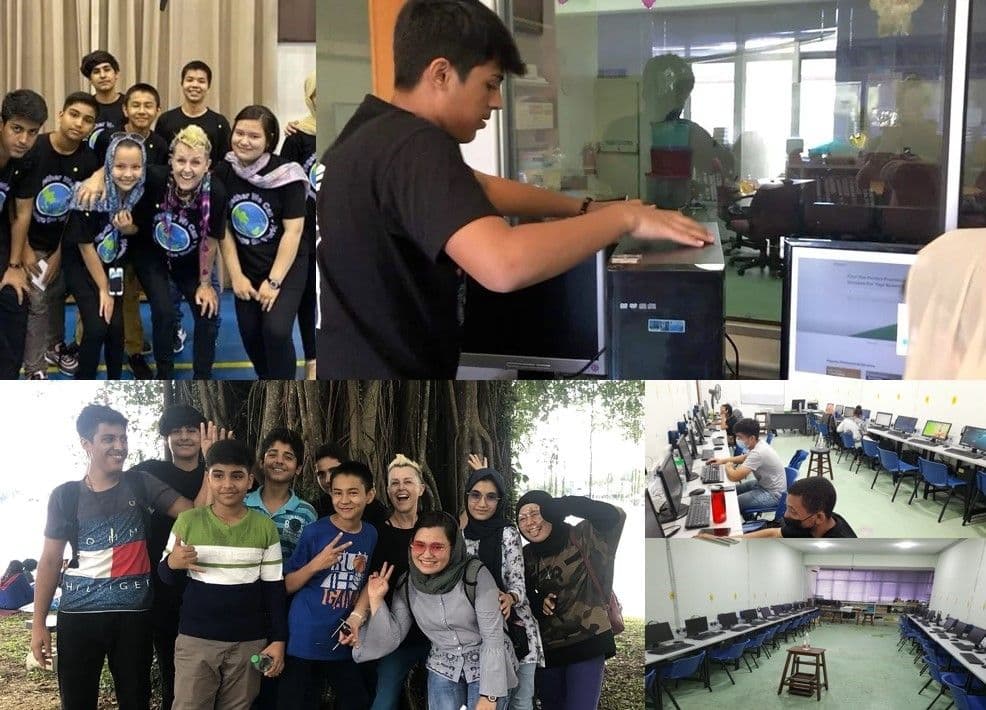 Students working at computers in a digital learning centre.